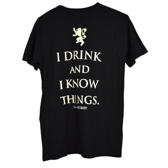 Game of Thrones Shirt M Adult Unisex I Drink and Know Things Graphic Tee Cotton - Picture 1 of 7